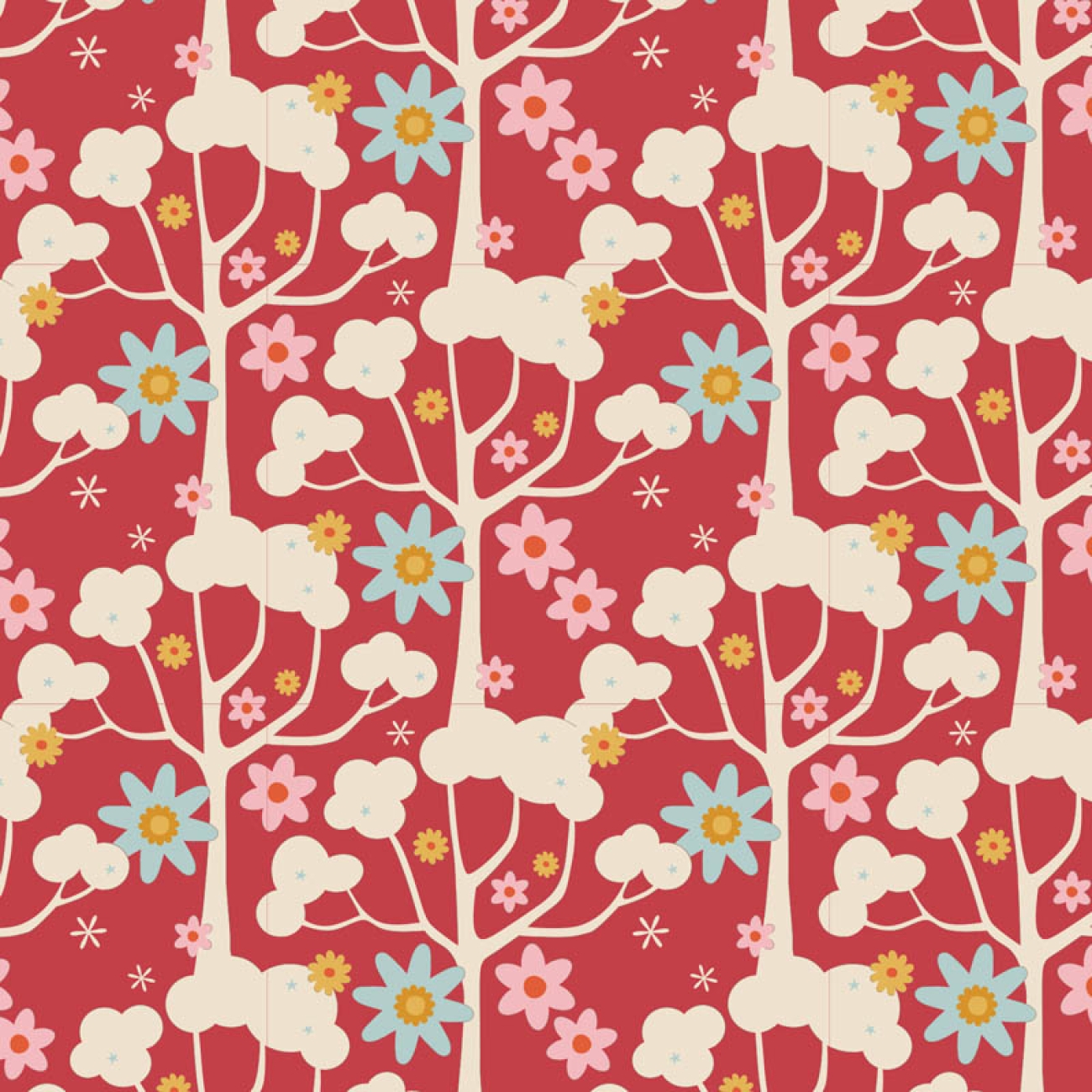 Tilda Patchwork Stoff Baumwolle - Jubilee - Wildgarden Red